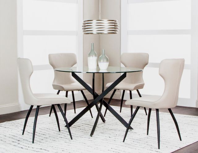 Cramco Eclipse Glass Top Round Dining Table with Matte Black Base-3