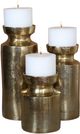 Uttermost® Amina 3-Piece Antiqued Brass Candle Holder Set-2