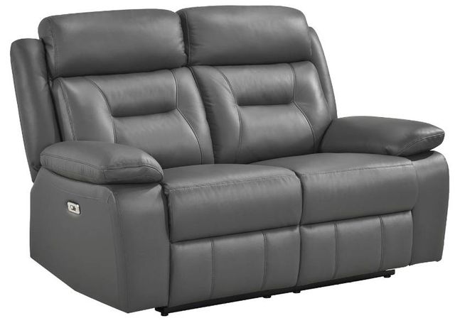 Homelegance® Laconia Dark Gray Leather Power Double Reclining Loveseat-0
