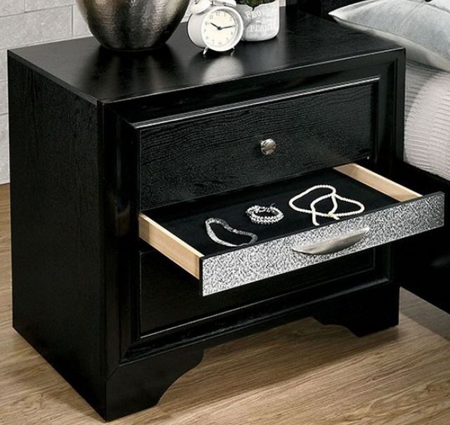 Furniture of America® Chrissy Black Nightstand-1