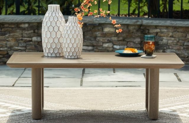 Signature Design by Ashley® Serene Bay Dark Brown Aluminum Outdoor Coffee Table-4