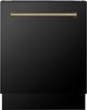 Zline Autograph Edition Tallac 24" Black Stainless Steel Top Control Built in Dishwasher with Champagne Bronze Handle-0