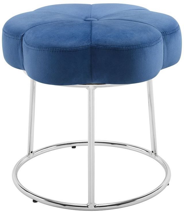 Linon Flower Navy Blue Accent Vanity Stool-0