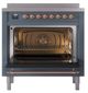 Ilve® Nostalgie II Noblesse 36'' Blue Gray Pro Style Induction Range with Copper Trim-2