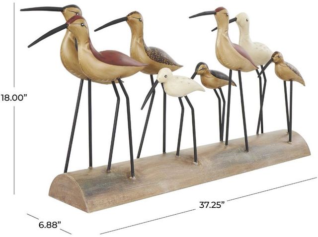 Deco Marche Brown Bird Sculpture with Log Base-3