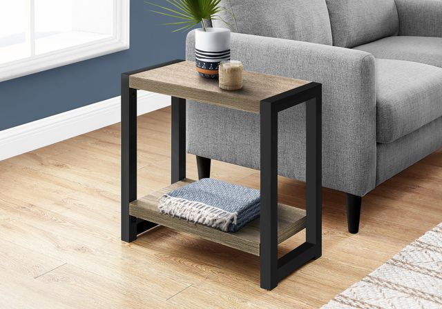 Monarch Specialties Inc. Taupe 22" Accent Table with Black Frame -2