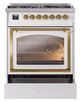 Ilve® Nostalgie II Noblesse 30" Custom RAL Color Pro Style Dual Fuel Range with Brass Trim-2