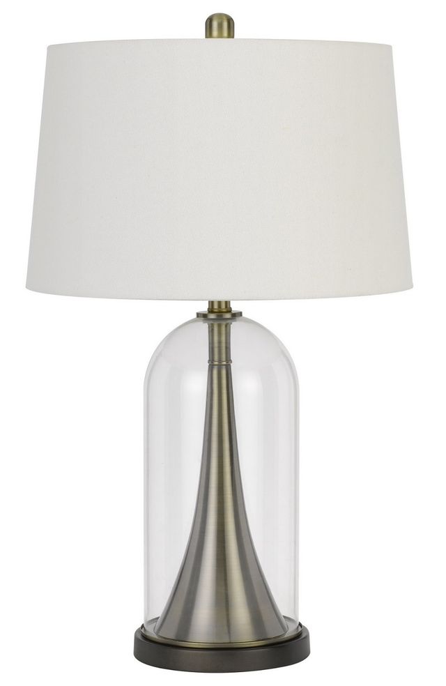 Cal® Lighting & Accessories Camargo Glass/Antique Brass Table Lamp-0