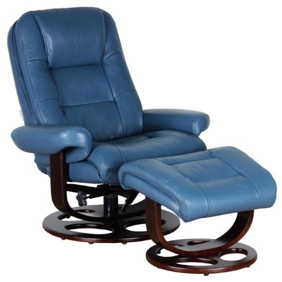 BarcaLounger® Jacque Roman-Blue Manual Recliner and Ottoman Set-0