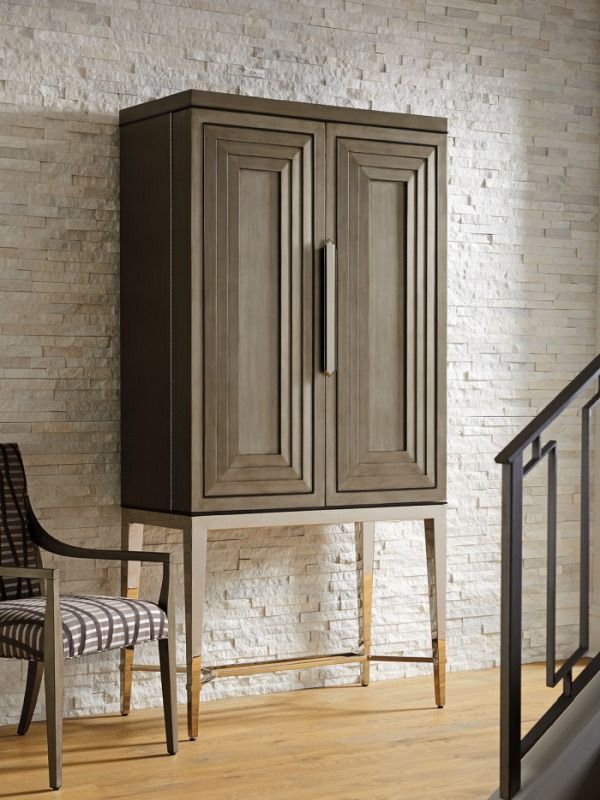 Lexington Home Ariana Cheval Brown/Platinum Bar Cabinet-1