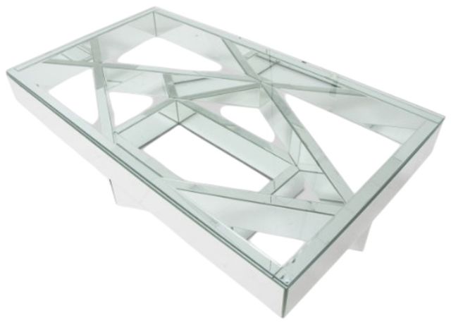 Michael Amini® Montreal™ Glass Top Rectangular Cocktail Table with Mirrored Base-2