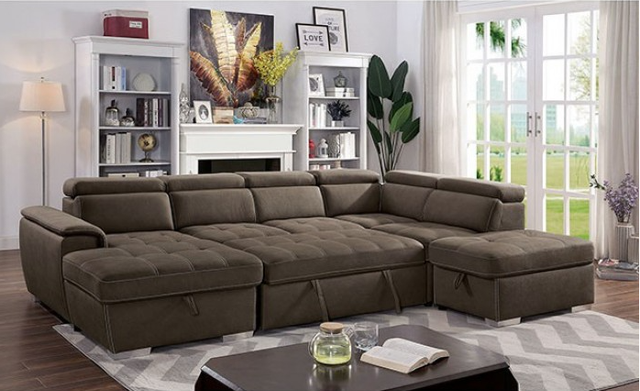 Furniture of America® Hugo 4-Piece Light Brown Right-Arm Facing Sectional and Chaise-2