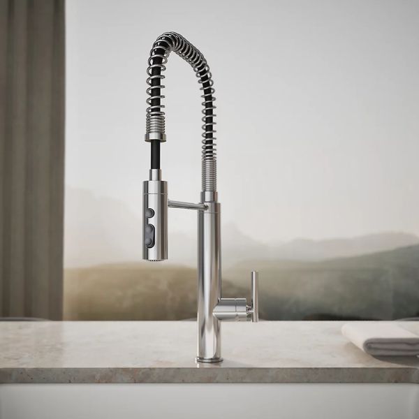 KOHLER® Purist® Polished Chrome Semi-Professional Kitchen Sink Faucet with 3-Function Sprayhead-3