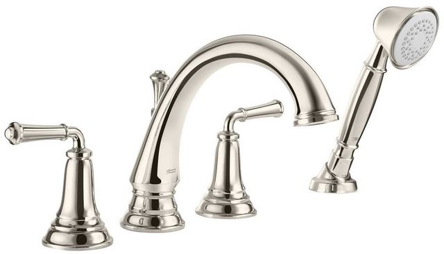 American Standard Delancey® Polished Nickel Roman Tub Filler with Lever Handles and Personal Shower-0