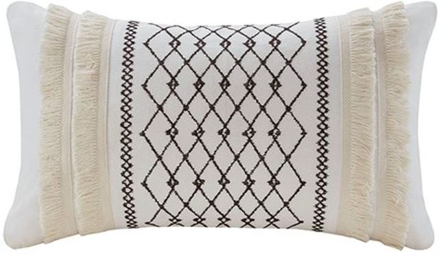 Olliix by INK+IVY Ivory Bea Embroidered Cotton Oblong Pillow-0