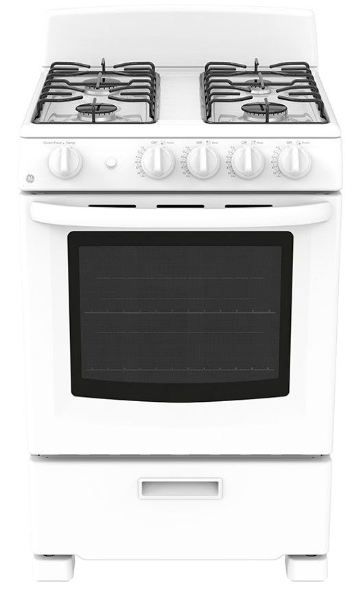 GE® 24" White Freestanding Gas Range with Storage Drawer
