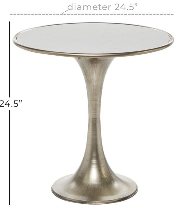 Deco Marche White End Table with Silver Base-2