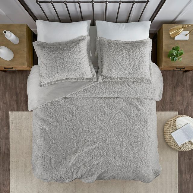 Olliix by Madison Park Bismarck Grey King Ultra Plush Comforter Mini Set-4