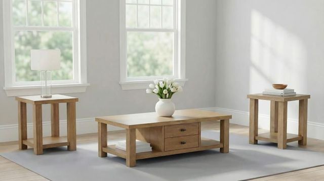 Coaster® Beasley 3-Piece Golden Oak Coffee and End Table Set-1