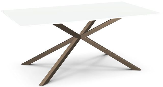 Amisco Customizable Asterisk White Glass 72" Rectangular Table with Starburst Stand-0