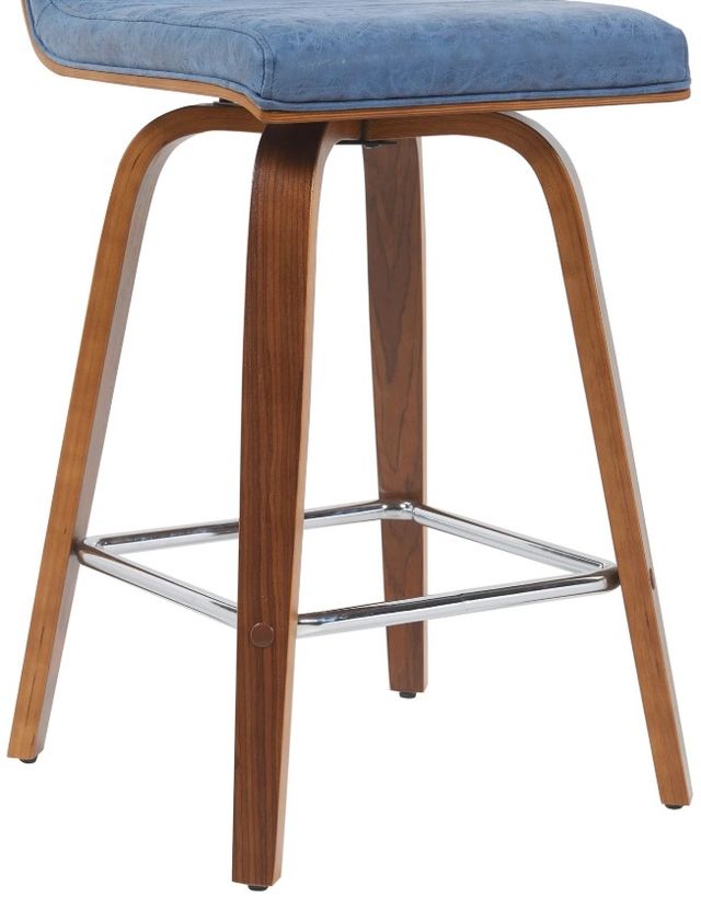 Armen Living Vienna 3-Piece Vintage Blue/Walnut Swivel Counter Stool Set-4