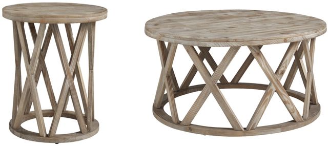 Signature Design by Ashley® Glasslore 2-Piece Light Grayish Brown Living Room Table Set-0