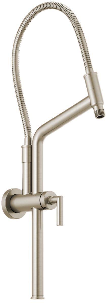 Brizo Beauclere® Brilliance® Brushed Nickel 10.44" Linear Round Slide Bar Shower Arm and Flange-0