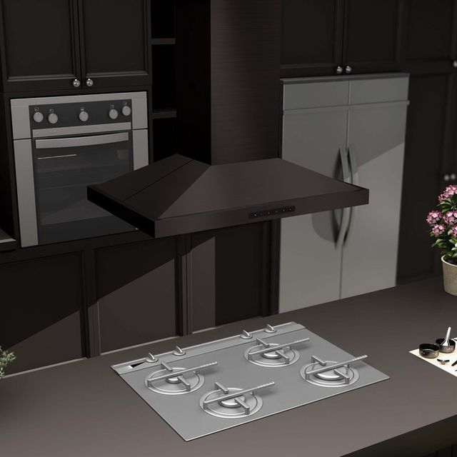 ZLINE 30" Black Stainless Steel Island Range Hood-1