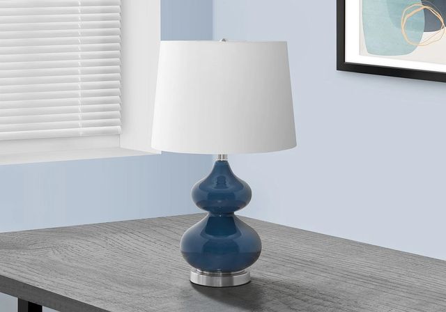 Monarch Specialties Inc. Blue Glass Table Lamp with Silver Base-2
