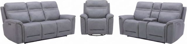 Liberty Furniture Cooper 3-Piece Blue Gray Leather Power Reclining Living Room Seating Set-0