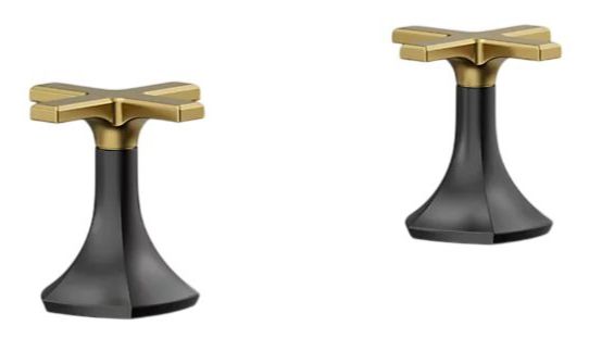 KOHLER® Occasion® Matte Black with Brushed Moderne Brass Cross Bathroom Sink Faucet Handles-0