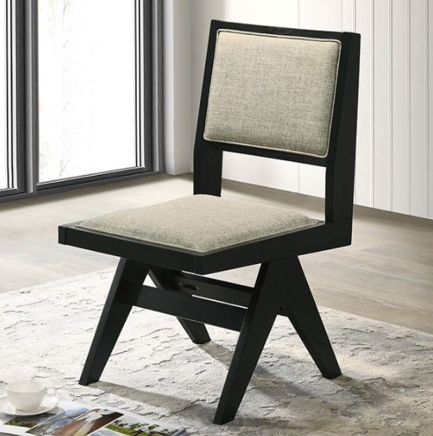 Furniture of America® Tottenham 2-Piece Black/Gray Dining Side Chair Set-1