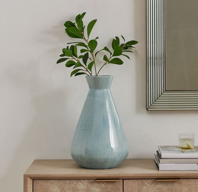 Uttermost® Flare Spire Powder Blue Indoor-Outdoor Ceramic Vase-2