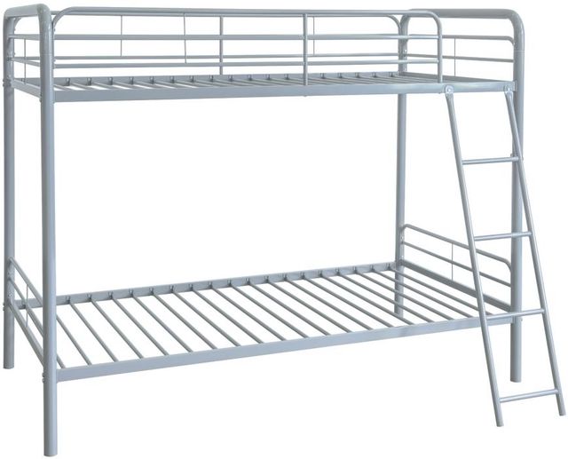 Coaster® Carson Glossy Silver Metal Twin Over Twin Bunk Bed-0