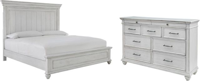 Benchcraft® Kanwyn 4-Piece Whitewash Queen Panel Bed Set-0