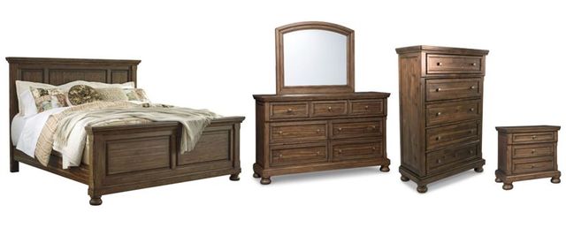 Signature Design by Ashley® Flynnter 5-Piece Medium Brown California King Panel Bed Set-0