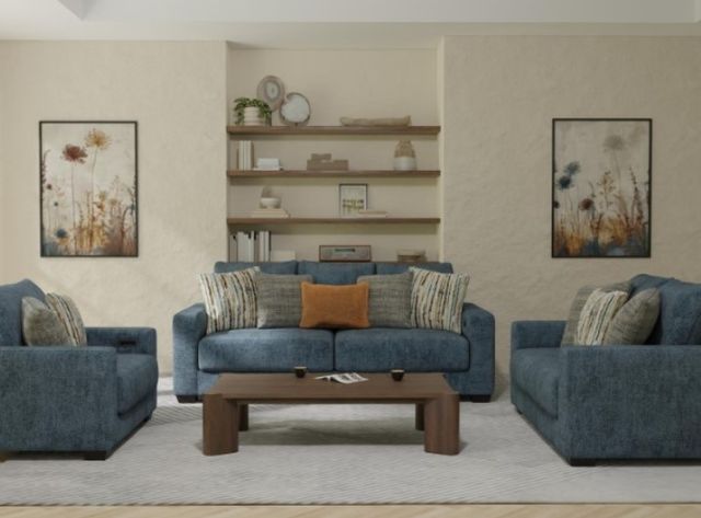 Corinthian Furniture Gateway Blue Loveseat with Sound-1