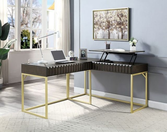 Furniture of America® Freiburg Walnut Corner Desk-2