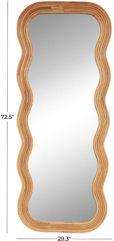 Deco Marche Brown Wavy Wall Mirror with Ribbed Frame-2