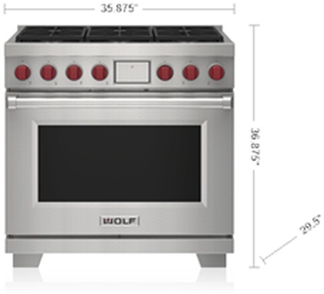 Wolf® 36" Stainless Steel Pro Style Dual Fuel Range-2