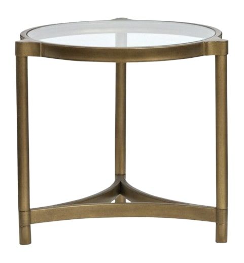 Magnussen Home® Cassidy Volakas Classic Round End Table with Aged Brass Base -1