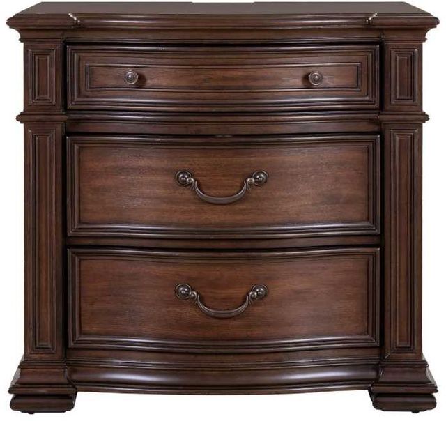 Liberty Furniture Provence Park Chateau Brown Bedside Chest with Charging Station-2