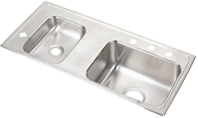 Elkay Lustertone® Classic Lustrous Satin Stainless Steel 37" x 17" x 7" Double Bowl Drop-in Classroom ADA Sink-0