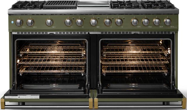 Viking® 5 Series 60" Martini Pro Style Dual Fuel (LP) Range with Brushed Brass Trim-1