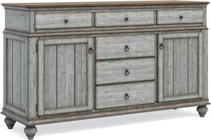 front view of the Flexsteel® Plymouth® Distressed Gray Buffet