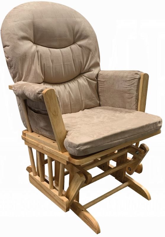 ACME Furniture Rehan Natural Oak/Taupe Glider Chair and Ottoman Set-0