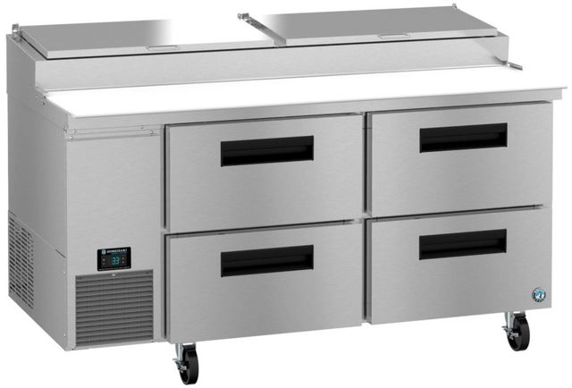 Hoshizaki 67" 19.29 Cu. Ft. Stainless Steel Two Section Pizza Prep Table Refrigerator with Improved Airflow-1