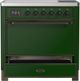 Ilve® Majestic III 36" Emerald Green Pro Style Induction Range with Solid Door and Burnished Trim-3