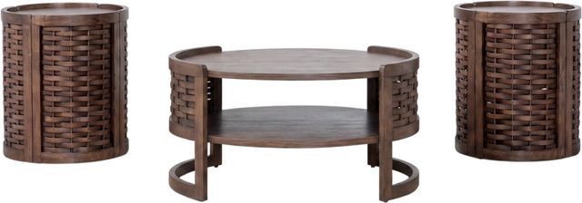 Liberty Furniture Warren Park 3-Piece Coffee Brown Round Optional Occasional Table Set-0