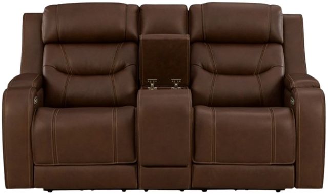 Signature Design by Ashley® Knightington Brown Power Reclining Loveseat with Audio Seating-4